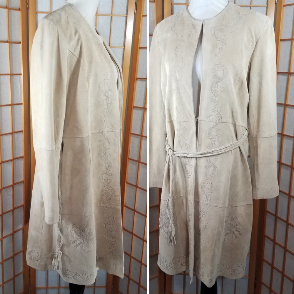 Nancy Bolen City Girl tan suede duster trench coat
